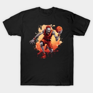 Zombie Basketball Halloween Sport Design T-Shirt